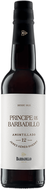 Kostenloser Versand | Likörwein Barbadillo Amontillado Príncipe D.O. Jerez-Xérès-Sherry Andalusien Spanien Palomino Fino Halbe Flasche 37 cl