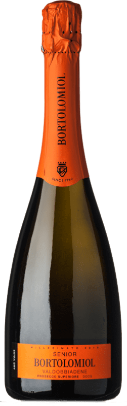 Бесплатная доставка | Белое игристое Bortolomiol Extradry Senior Экстра сухой D.O.C.G. Prosecco di Conegliano-Valdobbiadene Венето Италия Glera 75 cl