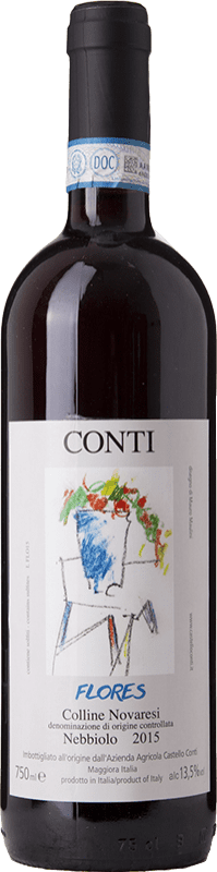 Free Shipping | Red wine Castello Conti Flores D.O.C. Colline Novaresi  Piemonte Italy Nebbiolo 75 cl