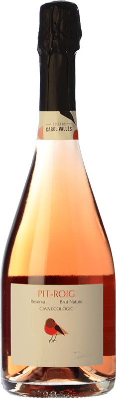 Free Shipping | Rosé sparkling Carol Vallès Pit-Roig Brut Nature Reserve D.O. Cava Spain Pinot Black Organic 75 cl