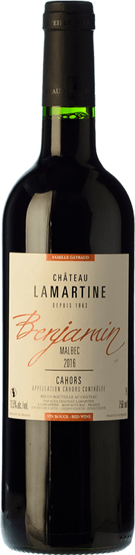 Free Shipping | Red wine Château Lamartine Benjamin Oak A.O.C. Cahors Piemonte France Merlot, Malbec 75 cl