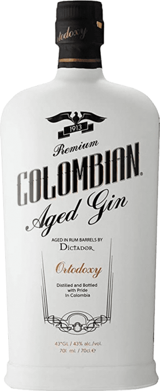 Free Shipping | Genever Gin Destilerías Colombianas Colombian Ortodoxy Aged by Dictador Rum Cask Finish, Premium Colombia 70 cl