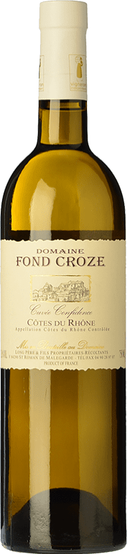Free Shipping | White wine Fond Croze Cuvée Confidence Blanc Aged A.O.C. Côtes du Rhône Rhône France Grenache White, Viognier Organic 75 cl