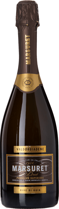 Бесплатная доставка | Белое игристое Marsuret Rive di Guia брют D.O.C.G. Prosecco di Conegliano-Valdobbiadene Венето Италия Glera 75 cl