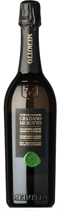 Envoi gratuit | Vin Mousseux Blanc Merotto Graziano Brut D.O.C.G. Prosecco di Conegliano-Valdobbiadene Vénétie Italie Glera 75 cl