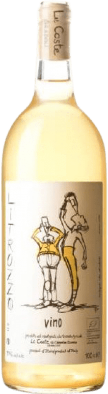 Бесплатная доставка | Белое вино Le Coste Litrozzo Bianco I.G. Vino da Tavola Лацио Италия Malvasía, Schioppettino, Procanico, Roscetto Органический 1 L