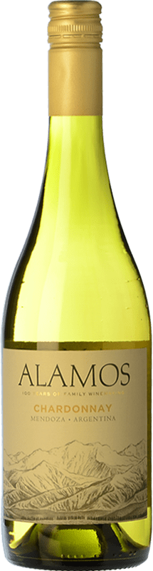 9,95 € Free Shipping | White wine Alamos Crianza I.G. Mendoza Mendoza Argentina Chardonnay Bottle 75 cl