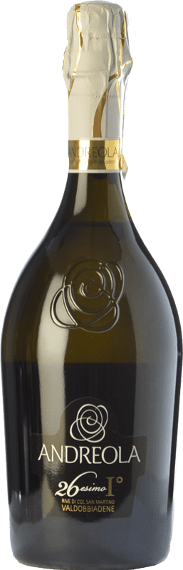 Бесплатная доставка | Белое игристое Andreola Rive Col S. Martino 26esimo Iº D.O.C.G. Prosecco di Conegliano-Valdobbiadene Treviso Италия Chardonnay, Glera 75 cl