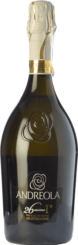Бесплатная доставка | Белое игристое вино Andreola Rive Col S. Martino 26esimo Iº D.O.C.G. Prosecco di Conegliano-Valdobbiadene Treviso Италия Chardonnay — Шардоне, Glera — Глера 75 cl