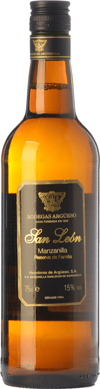 25,95 € | 加强葡萄酒 Argüeso San León 家族珍藏 D.O. Manzanilla-Sanlúcar de Barrameda 安达卢西亚 西班牙 Palomino Fino 75 cl