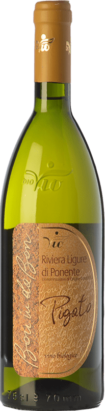 Free Shipping | White wine BioVio Bon in da Bon D.O.C. Riviera Ligure di Ponente Liguria Italy Pigato Organic 75 cl