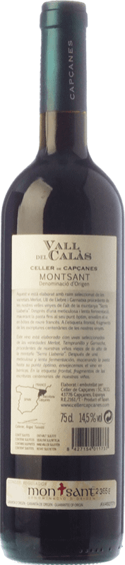 16,95 € Free Shipping | Red wine Capçanes Vall del Calàs Crianza D.O. Montsant Catalonia Spain Tempranillo, Merlot, Grenache, Carignan Bottle 75 cl