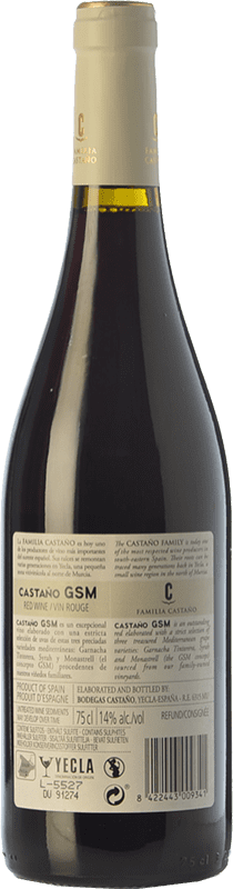 5,95 € | Red wine Castaño GSM Joven D.O. Yecla Region of Murcia Spain Syrah, Monastrell, Grenache Tintorera Bottle 75 cl