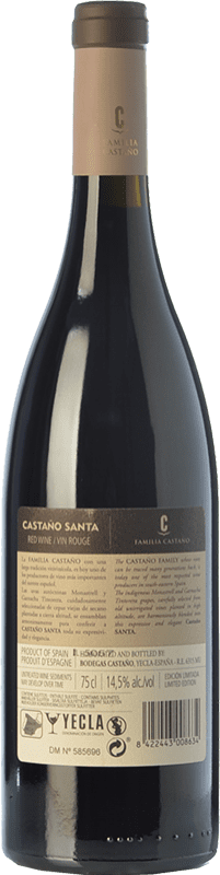 18,95 € | Red wine Castaño Santa Crianza D.O. Yecla Region of Murcia Spain Monastrell, Grenache Tintorera Bottle 75 cl