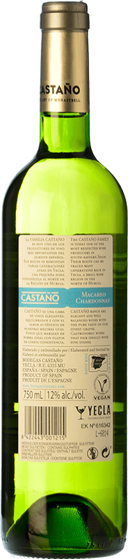 7,95 € Free Shipping | White wine Castaño Crianza D.O. Yecla Region of Murcia Spain Macabeo, Chardonnay Bottle 75 cl