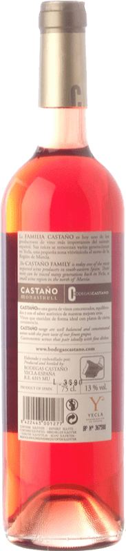 7,95 € Free Shipping | Rosé wine Castaño Joven D.O. Yecla Region of Murcia Spain Syrah, Cabernet Sauvignon, Monastrell Bottle 75 cl
