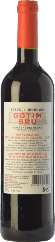 9,95 € Free Shipping | Red wine Castell del Remei Gotim Bru Joven D.O. Costers del Segre Catalonia Spain Tempranillo, Merlot, Syrah, Grenache, Cabernet Sauvignon Bottle 75 cl