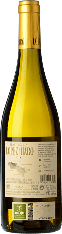 5,95 € Free Shipping | White wine Classica Hacienda López de Haro Barrica Crianza D.O.Ca. Rioja The Rioja Spain Viura Bottle 75 cl