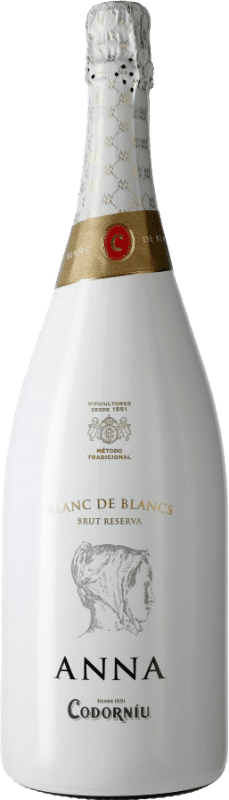 Бесплатная доставка | Белое игристое вино Codorníu Anna Blanc de Blancs Резерва D.O. Cava Каталония Испания Macabeo — Макабео, Xarel·lo — Шарелло, Chardonnay — Шардоне, Parellada — Парельяда Бутылка Магнум 1,5 L