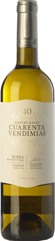 7,95 € Free Shipping | White wine Cuatro Rayas Cuarenta Vendimias D.O. Rueda Castilla y León Spain Verdejo Bottle 75 cl
