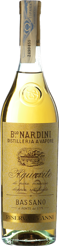 35,95 € Envío gratis | Aquavit Bortolo Nardini Reserva 15 Años Botellín Tercio 35 cl