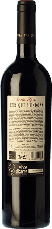 23,95 € Free Shipping | Red wine Enrique Mendoza Santa Rosa Reserva D.O. Alicante Valencian Community Spain Merlot, Syrah, Cabernet Sauvignon Bottle 75 cl