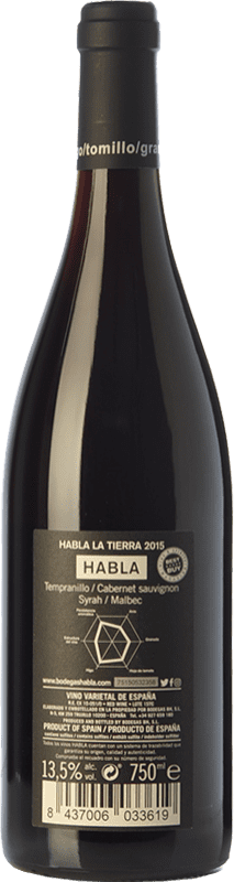8,95 € Free Shipping | Red wine Habla la Tierra Joven I.G.P. Vino de la Tierra de Extremadura Estremadura Spain Tempranillo, Cabernet Sauvignon Bottle 75 cl