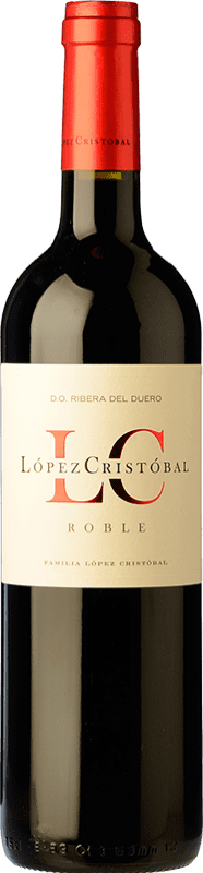 Бесплатная доставка | Красное вино López Cristóbal Дуб D.O. Ribera del Duero Кастилия-Леон Испания Tempranillo, Merlot 75 cl