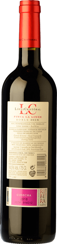 10,95 € Free Shipping | Red wine López Cristóbal Roble D.O. Ribera del Duero Castilla y León Spain Tempranillo, Merlot Bottle 75 cl