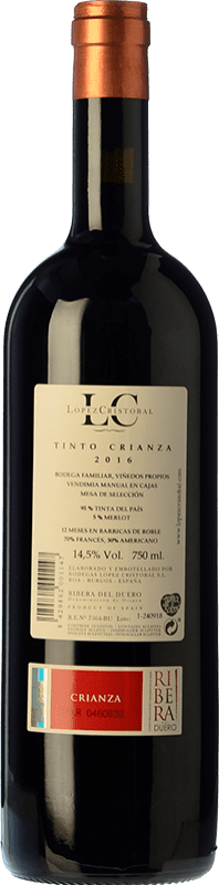 17,95 € | Red wine López Cristóbal Crianza D.O. Ribera del Duero Castilla y León Spain Tempranillo, Merlot Bottle 75 cl
