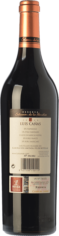22,95 € Free Shipping | Red wine Luis Cañas Selección de la Familia Reserva D.O.Ca. Rioja The Rioja Spain Tempranillo Bottle 75 cl