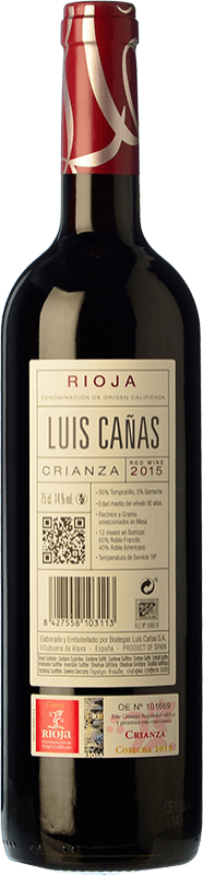 11,95 € Free Shipping | Red wine Luis Cañas Crianza D.O.Ca. Rioja The Rioja Spain Tempranillo, Grenache Bottle 75 cl