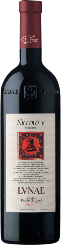 26,95 € | Красное вино Lunae Niccolò V D.O.C. Colli di Luni Лигурия Италия Merlot, Sangiovese, Pollera Nera 75 cl