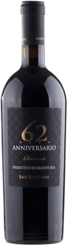 19,95 € | Красное вино San Marzano 62 Резерв D.O.C. Primitivo di Manduria Апулия Италия Primitivo 75 cl