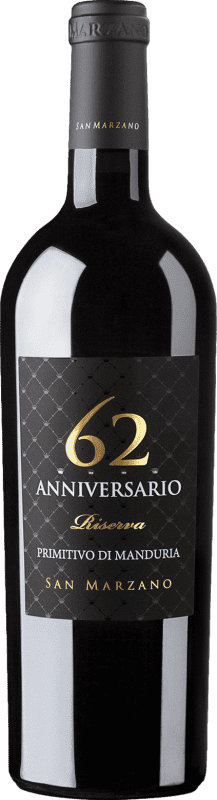 29,95 € 免费送货 | 红葡萄酒 San Marzano 62 Seco — 干型 珍藏 D.O.C. Primitivo di Manduria