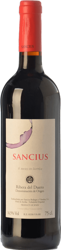 Бесплатная доставка | Красное вино Sancius Дуб D.O. Ribera del Duero Кастилия-Леон Испания Tempranillo — Темпранильо, Cabernet Sauvignon — Каберне Совиньон 75 cl