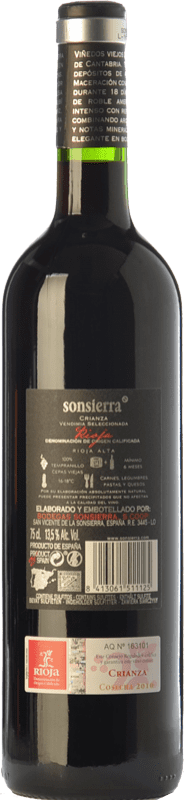 10,95 € Free Shipping | Red wine Sonsierra Vendimia Seleccionada Crianza D.O.Ca. Rioja The Rioja Spain Tempranillo Bottle 75 cl