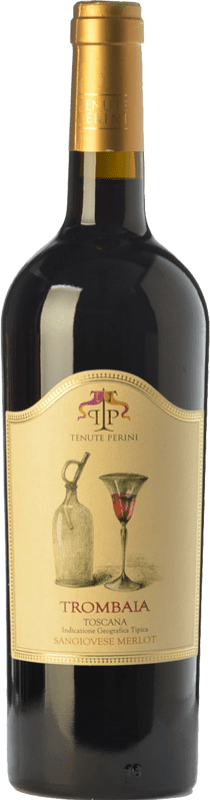 Free Shipping | Red wine Tenute Perini Trombaia I.G.T. Toscana Tuscany Italy Merlot, Sangiovese Organic 75 cl