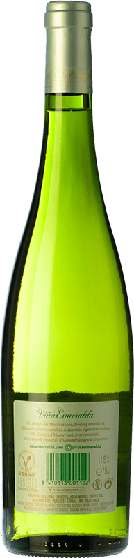 9,95 € Envío gratis | Vino blanco Torres Viña Esmeralda D.O. Penedès Cataluña España Moscatel de Alejandría, Gewürztraminer Botella 75 cl