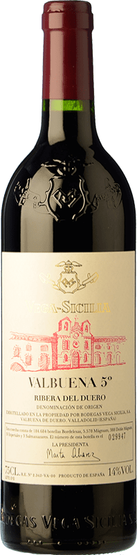 Free Shipping | Red wine Vega Sicilia Valbuena 5º año Reserva D.O. Ribera del Duero Castilla y León Spain Tempranillo, Merlot Bottle 75 cl