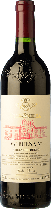 196,95 € | Vino rosso Vega Sicilia Valbuena 5º año Riserva D.O. Ribera del Duero Castilla y León Spagna Tempranillo, Merlot 75 cl