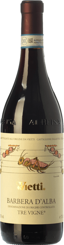 23,95 € | Красное вино Vietti Tre Vigne D.O.C. Barbera d'Alba Пьемонте Италия Barbera 75 cl