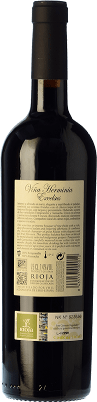 7,95 € Envío gratis | Vino tinto Viña Herminia Excelsus Joven D.O.Ca. Rioja La Rioja España Tempranillo, Garnacha Botella 75 cl