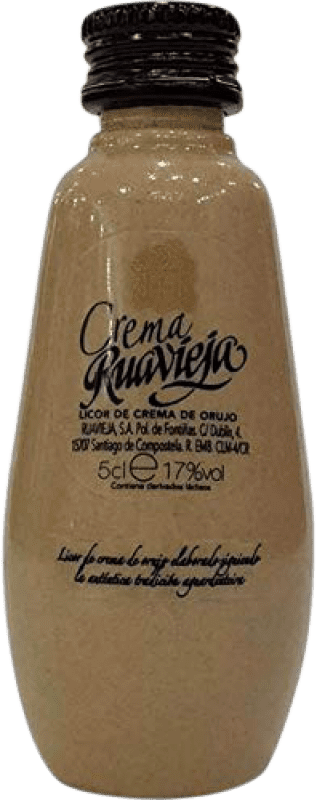 3,95 € Envio grátis | Licor Creme Rua Vieja Crema de Orujo Ruavieja Garrafa Miniatura 5 cl