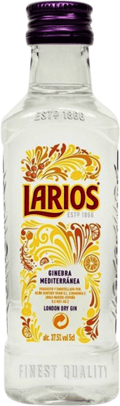 Envio grátis | Genever Gin Larios Mediterranean — Mediterrânica Espanha Garrafinha Miniatura 5 cl