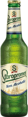 28,95 € | 盒装24个 啤酒 AB InBev Staropramen 三分之一升瓶 33 cl 不含酒精