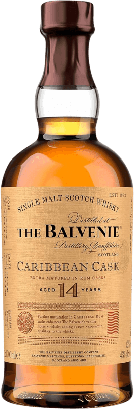 Kostenloser Versand | Single Malt Whisky Balvenie Caribbean Cask Großbritannien 14 Jahre 70 cl