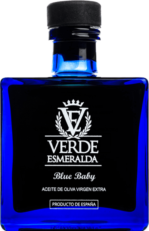 12,95 € | Olive Oil Verde Esmeralda Baby Blue Edition, EVOO Extra Virgin Spain Picual Organic — Eco Miniature Bottle 10 cl