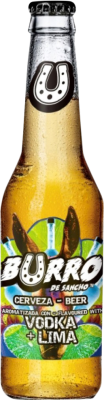 Envio grátis | Caixa de 24 unidades Cerveja La Sagra Burro de Sancho Espanha Garrafinha Terço 33 cl Lima, Vodka