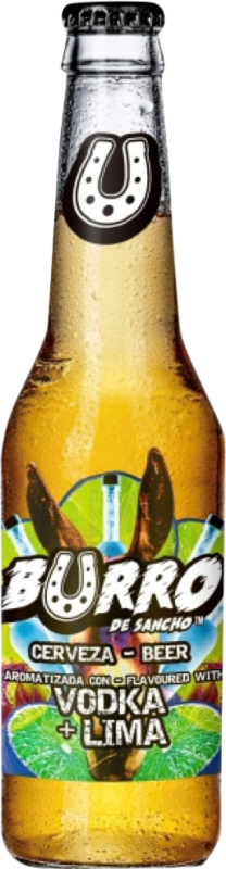 Envio grátis | Caixa de 24 unidades Cerveja La Sagra Burro de Sancho Espanha Garrafinha Terço 33 cl Lima, Vodka
